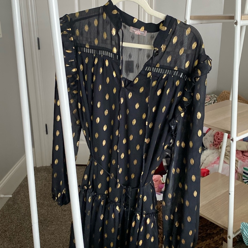Gold polka dot dress